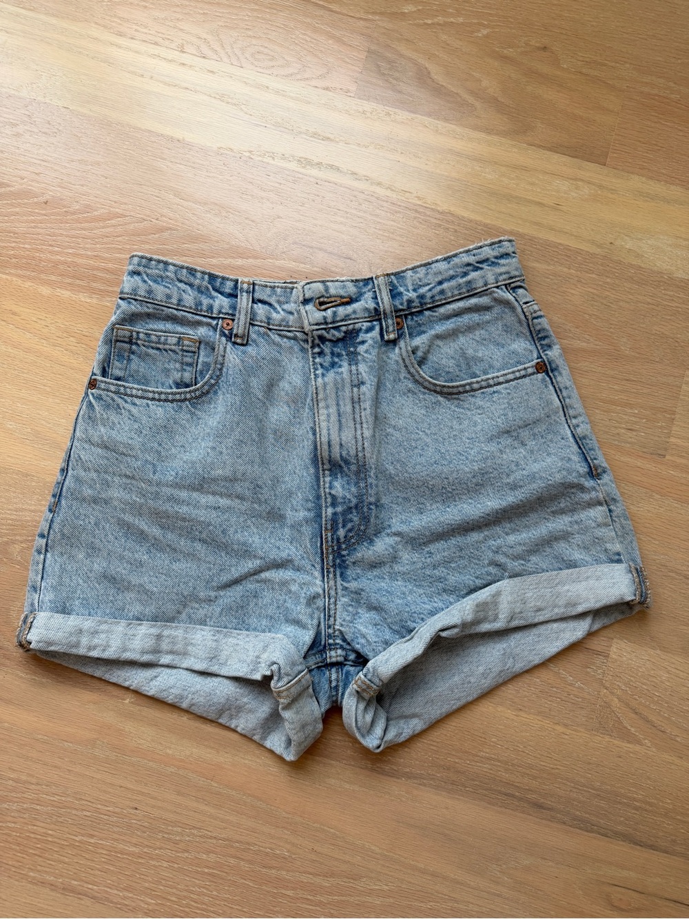 Zara High-Waisted Light Blue Denim Shorts